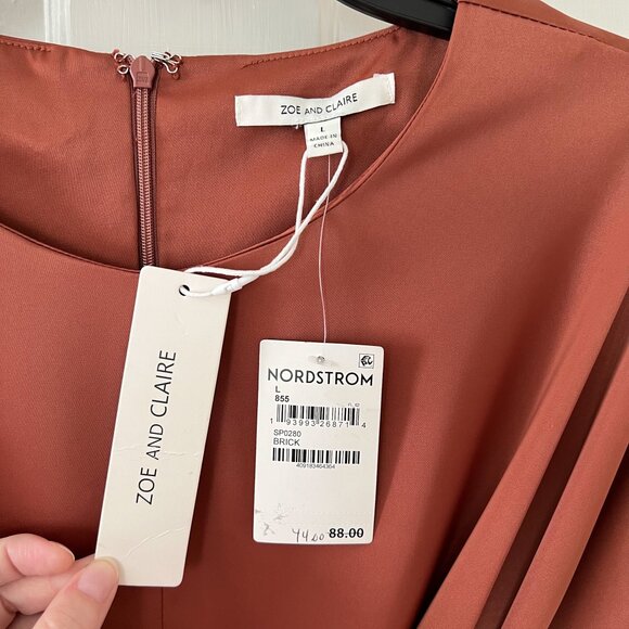 Zoe And Claire Tie Waist Satin Midi Dress - Picture 5 of 15